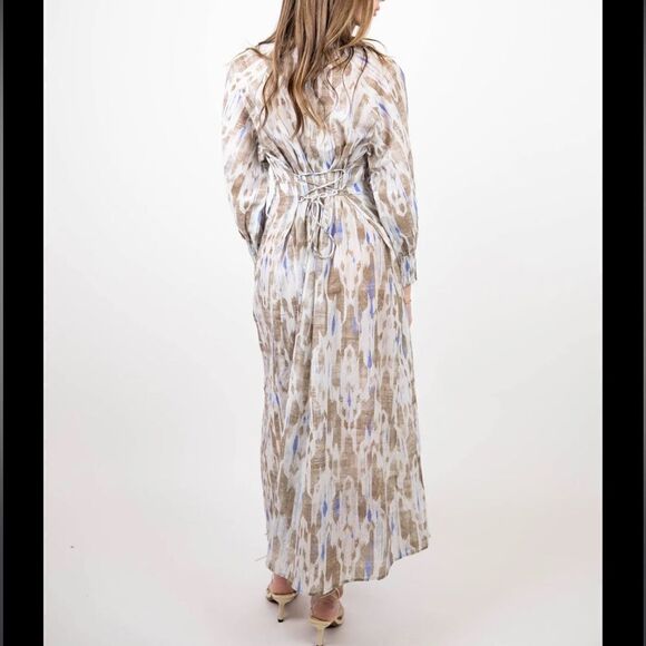 Elegant Blue and Brown Maxi Dress - Picture 6 of 13